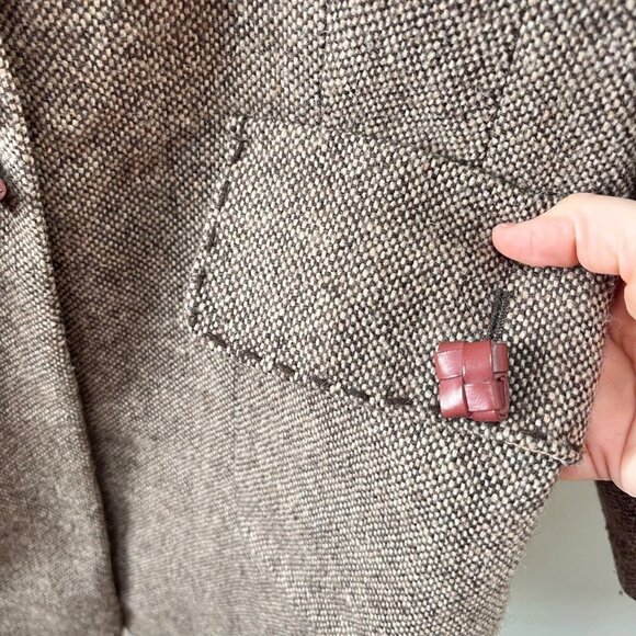 Soft Surroungings Brown Wool Blend Tweed Coat Size PM - Picture 4 of 7